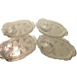 Glass Snack Set with grape design plates and cups